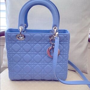 Lady Dior Blue Quilted Handbag
